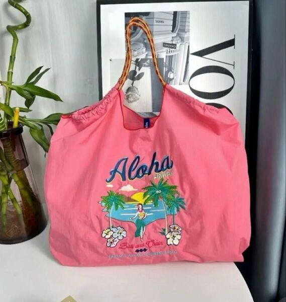 エコバッグ トートバッグ Mサイズ 刺繍バッグ ナイロン 軽量 軽い 買い物 レディース 手提げバッグ