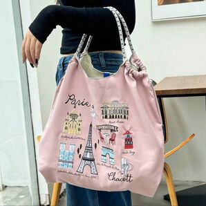 BIG肩掛けトートバッグ エコバッグ 大容量 人気 韓国ファッション レザー Mサイズ 刺繍 レッスンバッグ