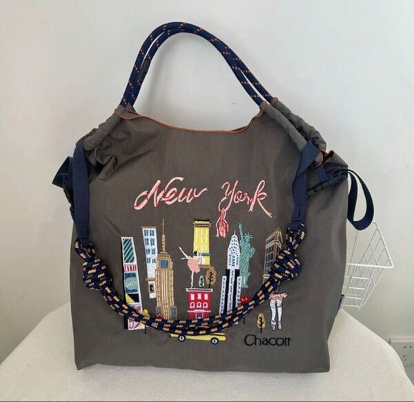 ショルダーストラップつき 刺繍 ナイロン トートバッグ ショルダーバッグ 大容量 肩掛け エコバッグ レディース かばん 夏