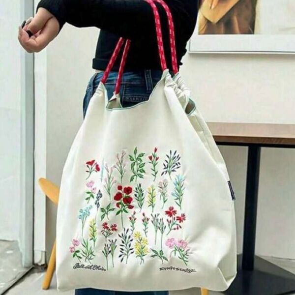 エコバッグ トートバッグ 刺繍バッグ レザー レディース 韓国 流行り トレンド カバン レザーバッグ
