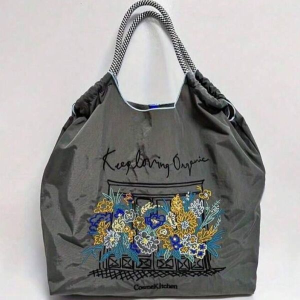 トートバッグ エコバッグ ナイロン 花柄 刺繍バッグ レディース かばん 夏 バカンス 海 旅行 手提げバッグ 手提げかばん