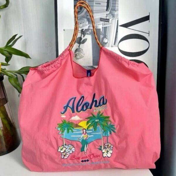 エコバッグ 折り畳み 大容量 M 軽量 トートバッグ 刺繍バッグ かばん 通学 海 プール ナイロン 軽量 防水 バック