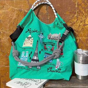 ショルダーベルトつき ストラップつき エコバッグ 折りたたみ 刺繍 コンパクト トートバッグ ナイロン 軽量 レディース