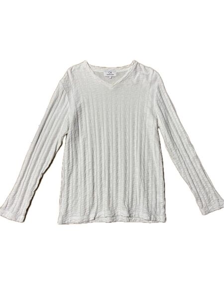 CK Calvin Klein Vネック長袖Tシャツ ホワイト