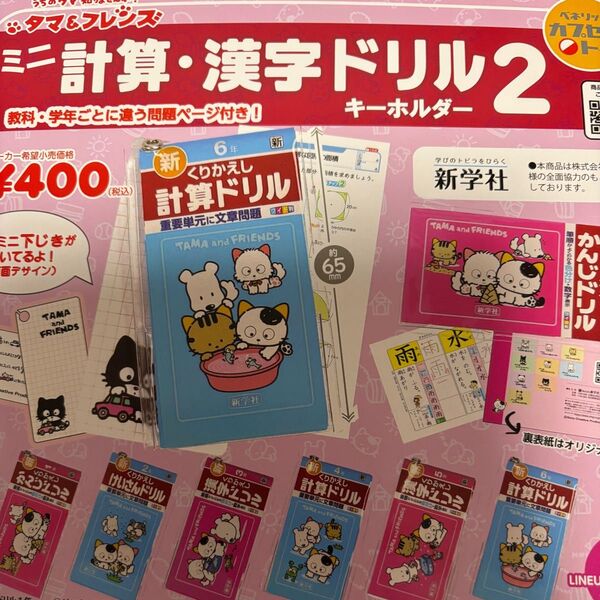 タマ&フレンズ ミニ計算・漢字ドリル2 キーホルダー 全6種♪ミニチュアガチャガチャ
