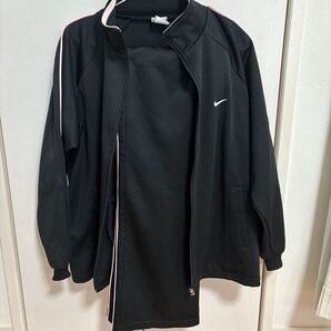 NIKE ジャージ 上下セット ブラック ピンク ライン入り レディース 上Lサイズ下Mサイズ