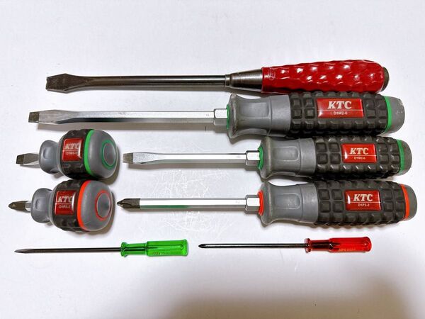 良品 KTC 京都機械工具 ドライバーセット 貫通 プラス マイナス 割柄 スタビー ベビードライバー