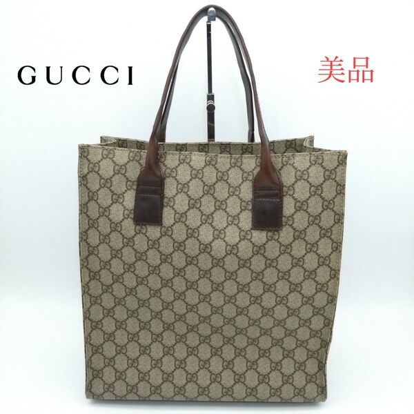 【美品】 GUCCI オールド グッチ トートバッグ GG柄 キャンバス レザー ブラウン A4収納可 91249 002404