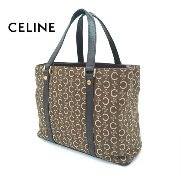 CELINE セリーヌ トリオンフ柄 トートバッグ ブラウン CE00/13 キャンバス レザー Cマカダム ゴールド金具