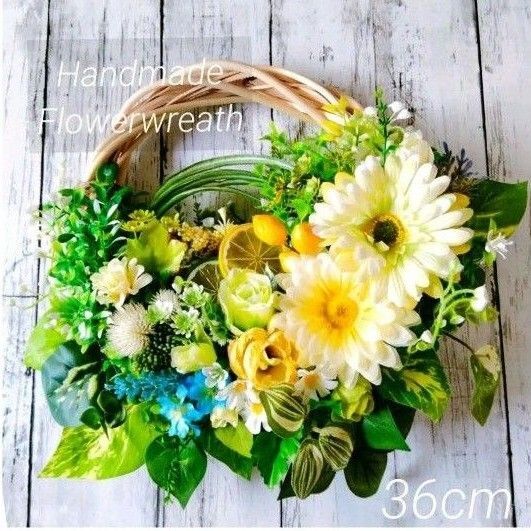 フラワーリース アーティフィシャルフラワーリース 造花リース グリーンリース インテリアリース 玄関リース フラワーアレンジメント