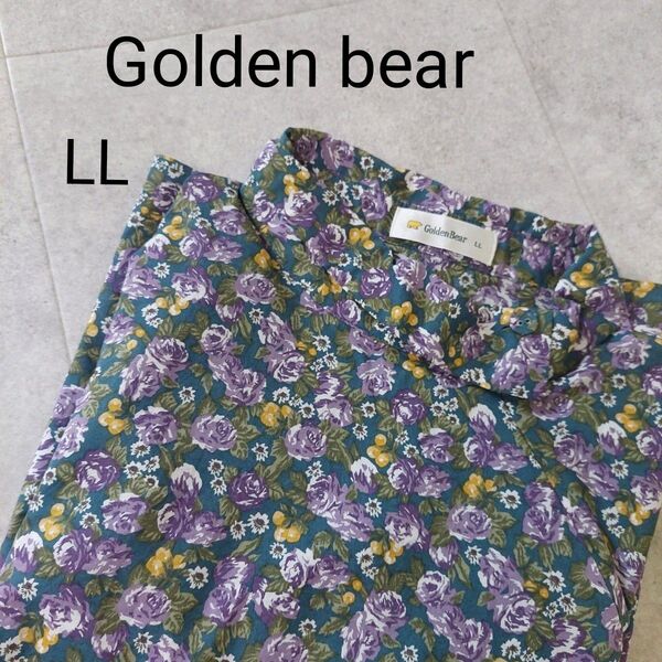 美品 Golden bear 花柄 総柄 綿100% ブラウス プルオーバー LL 大きいサイズ 送料込み