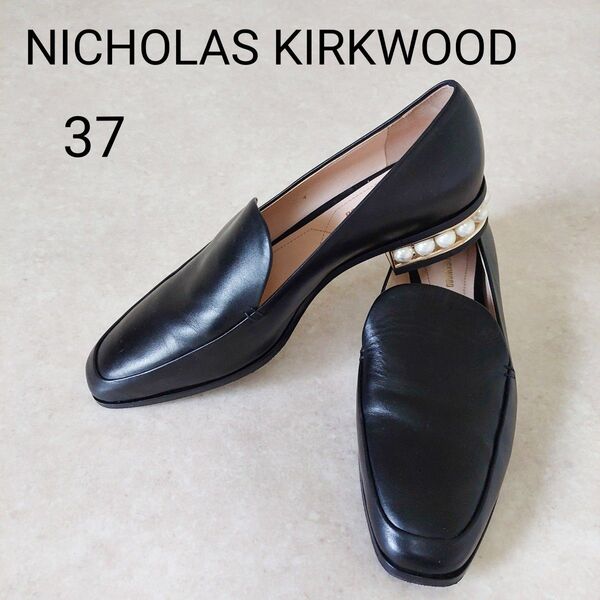 美品 NICHOLAS KIRKWOOD ニコラスカークウッド 本革 レザー シューズ ブラック イタリヤ製 37 送料込み
