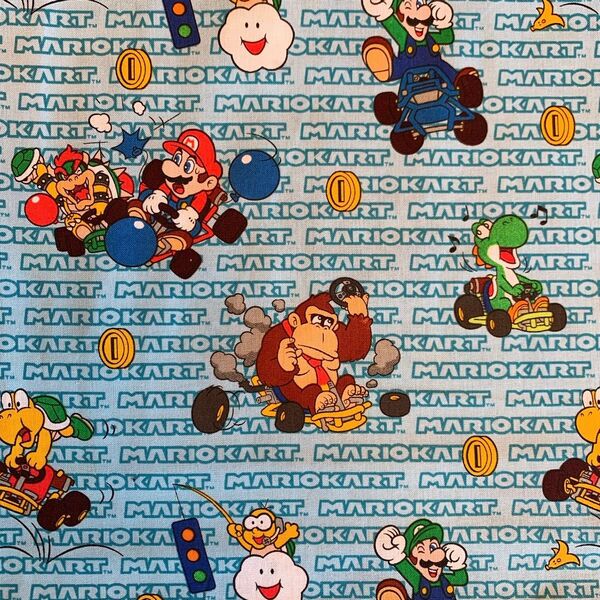 【輸入生地】110x45cm マリオカート アクション