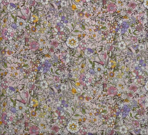 ①北欧系花柄 リバティ風 ピンク シーチング 生地 布 カットクロス 50cm