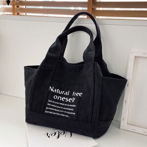 トートバッグ ブラック マザーズバッグ 大容量 黒 A4 帆布 レディース 子育て 通勤 通学 シンプル
