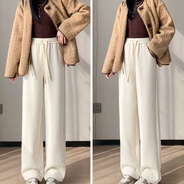 裏起毛ワイドパンツ ボア 白 ホワイト ☆冬物SALE☆