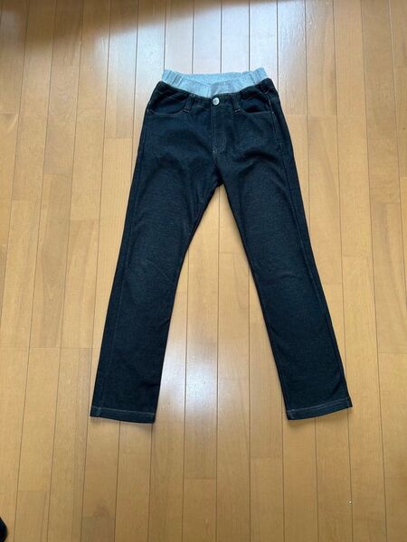 デニム 裏起毛 150cm キッズ ブラック
