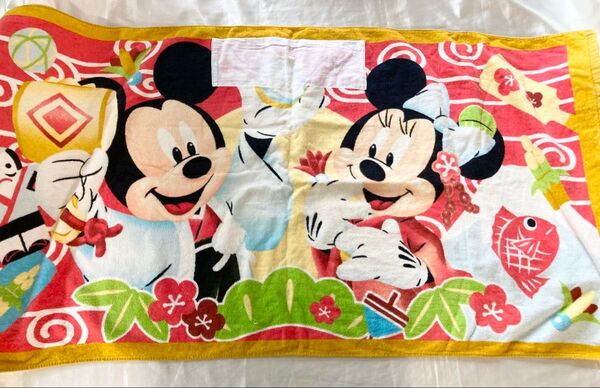 ディズニー ミッキー&ミニー お祭り大判タオルケット バスタオル ネームフダあり