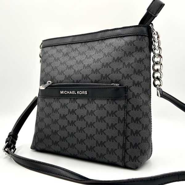 マイケルコース MICHAEL KORS ショルダーバッグ PVC レザー チェーン 斜め掛け MK ロゴ ブラック 黒 軽量