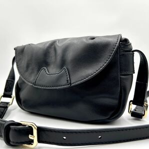 美品 ツモリチサト TSUMORI CHISATO ネコガオバッグ ショルダーバッグ ミニ ラムレザー ブラック 黒 斜め掛け