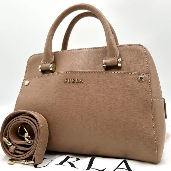 美品 FURLA フルラ マーゴット 2way ショルダーバッグ ハンドバッグ サッチェル レザー マルゴット 斜め掛け