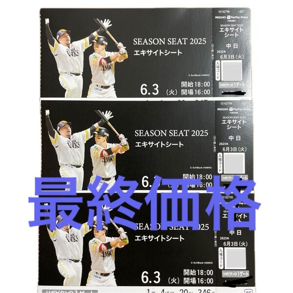 ソフトバンクホークスVS中日 交流戦 6月3日