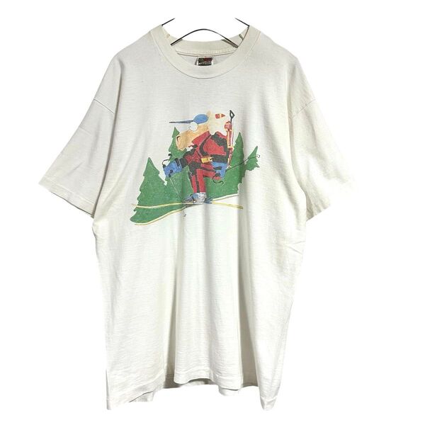 90s archive "FRUIT OF THE LOOM" フロント プリント スキー Tシャツ