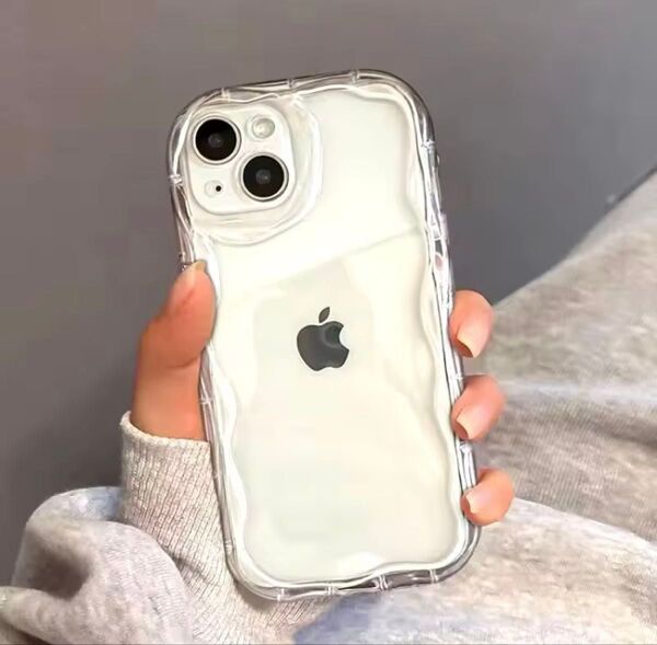 iPhone16 クリアケース うねうね 推し活 韓国 透明 シリコン アイフォン 16 ケース スマホケース なみなみ ウェーブ