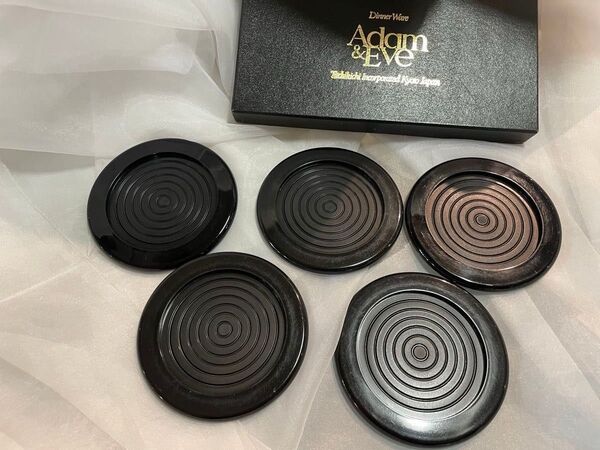 Adam & Eve アダムとイブ 黒のコースター 5枚セット たち吉 黒箱