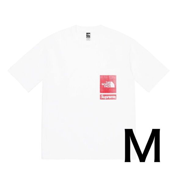 シュプリーム ノースフェイス Tシャツ ポケット ポケT M ホワイト
