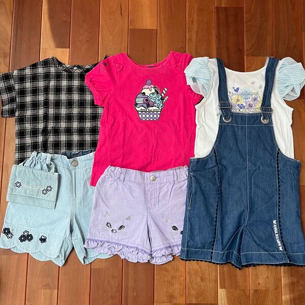 アナスイミニ 半袖 Tシャツ サロペット ショートパンツ 120 6点セット
