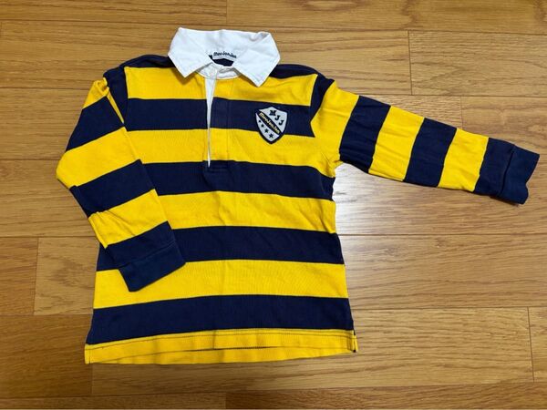 ムージョンジョン moujonjon ボーダー柄 長袖シャツ キッズ イエロー×ネイビー 110サイズ 翌日発送 子供服 キッズ