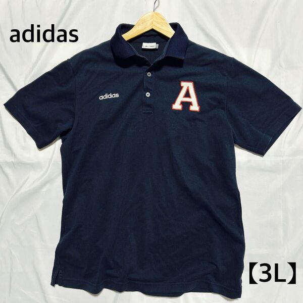 adidas ポロシャツ Tシャツ ゴルフ A刺繍 ネイビー 3L メンズ 半袖ポロシャツ ゴルフウェア
