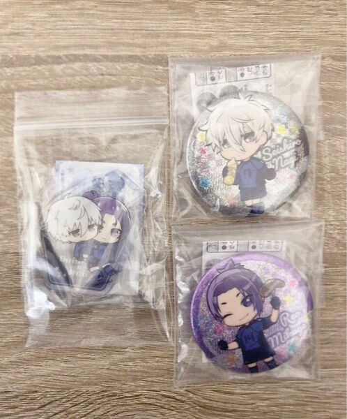 ブルーロック ガチャガチャ ぷちアクリルスタンド デュオコレ グリッター缶バッジ 凪誠士郎 御影玲王