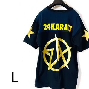 美 品 24karats 24カラッツバックロゴTシャツスターEXILE L