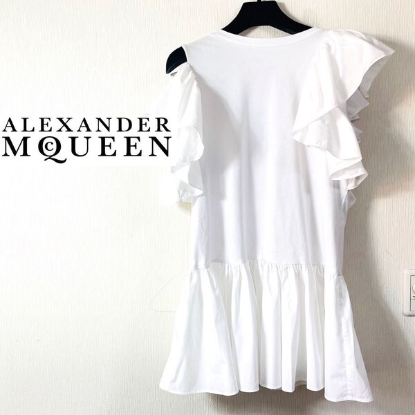 美 品 ALEXANDERアレクサンダーマックイーンフリル袖ワンピースドレス