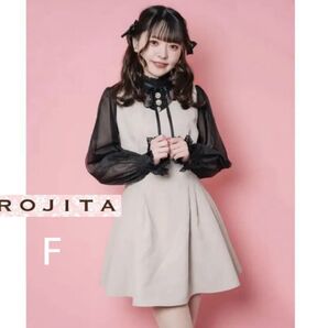 美 品ROJITA ロジータ ビジュボタンワンピース レース袖 F ガーリー