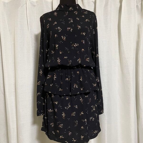 H&M ハイネック 長袖 花柄 ワンピース