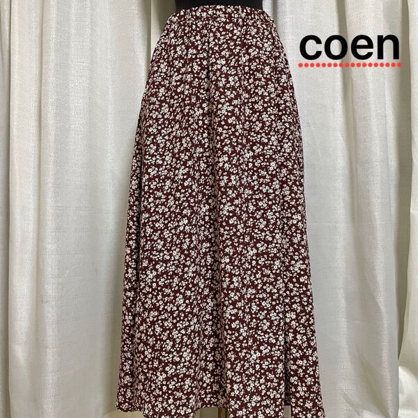 coen フレア ロングスカート 花柄