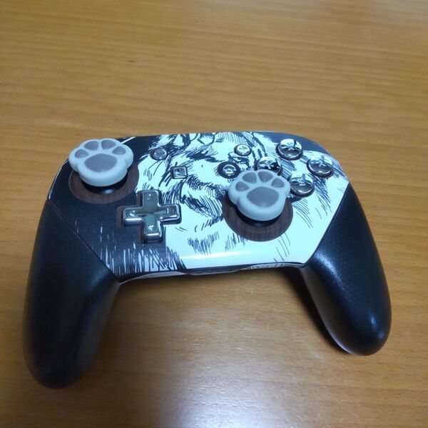 Nintendo switch 純正プロコン カスタム済み 銀ボタン オオカミ