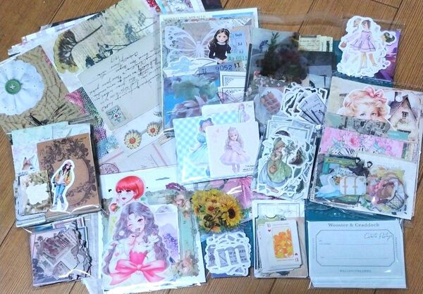 大量 コラージュ素材 890枚程 おすそ分け デザペ 紙もの シール ステッカー等