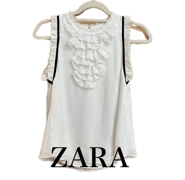zara woman フリルノースリーブブラウス パイピング トップス シャツ チュニック レディース