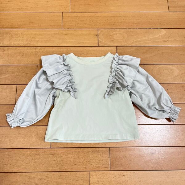 mirrorbae birthday サテンフリルショルダーカットソー トップス 長袖tシャツ ブラウス