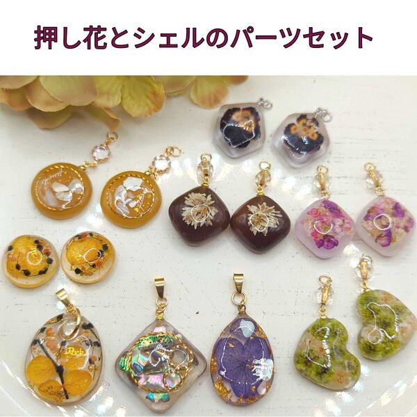 押し花とシェルのパーツセット まとめ売り