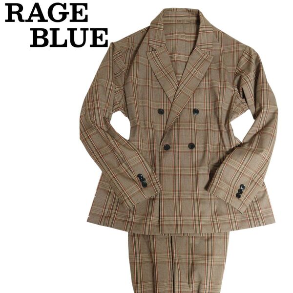 【価格の相談OK!!】RAGEBLUE チェック柄セットアップ M×S ウエストゴム スーツ ダブル