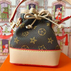 バッグチャーム バケツ型バッグチャーム キーケース 小物入れ 巾着式 フック付きストラップ付き