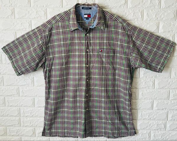 TOMMY HILFIGER (トミーヒルフィガー)半袖シャツ 90s XL チェック チェック柄