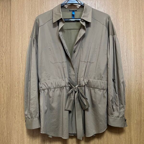 LANVIN ランバン ブラウス ウエストリボン付き サイズ40 カーキ シャツ 長袖