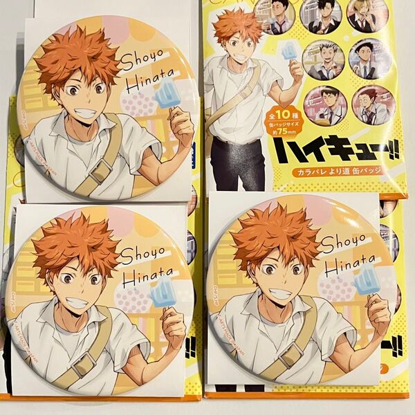 ハイキュー 缶バッジ 日向翔陽 3個セット カラパレ より道 75mm 新品