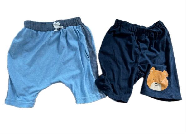 短パン 半ズボン 90 男の子 女の子 夏服 ハーフパンツ クマ 無地 2枚セット 幼稚園 保育園着 着替え まとめ売り